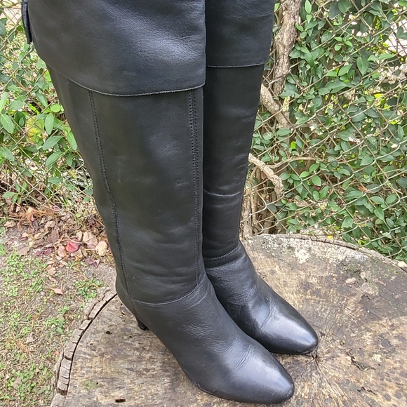 Vintage Leather Black Tall Riding Boots 